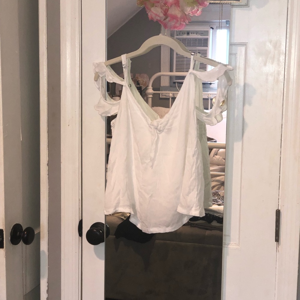 white flowy off the shoulder top